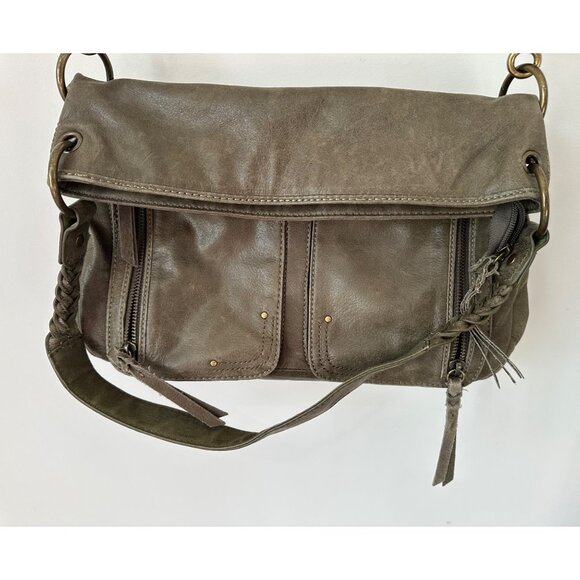 The Sak Olive Green Leather Crossbody Bag With Adjustable Strap & Multiple Zippe - Picture 8 of 16